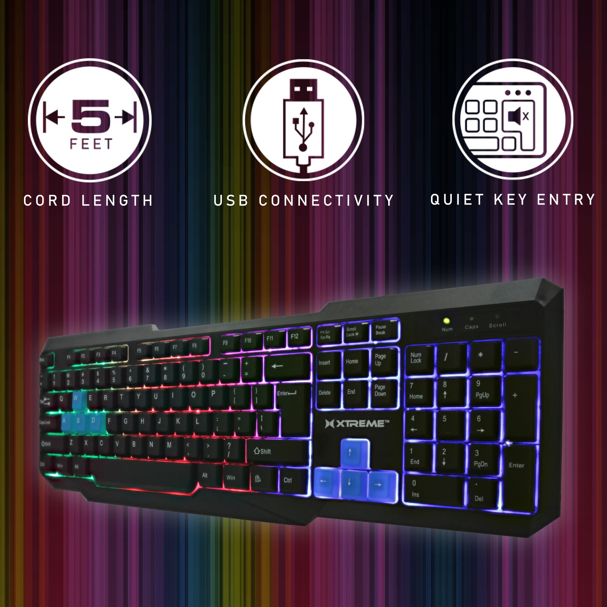 Gaming Keyboard with Multi-Color LED Backlight | Xtreme Cables