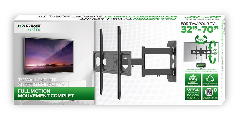 Xtreme TV Wall Mount Full Motion [XTM XMB1-0128-BLK]