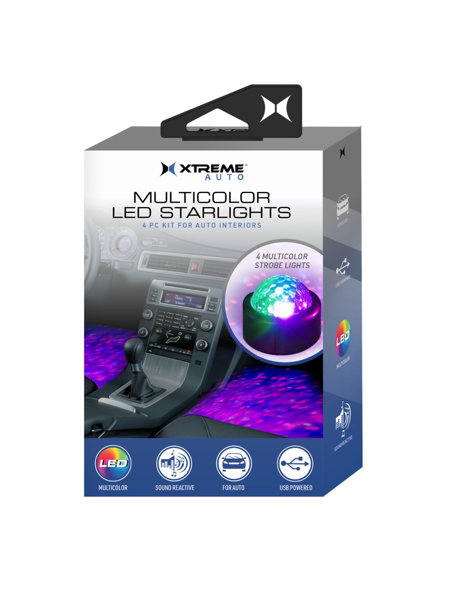 Auto Multicolor LED Star Lights, 4 piece kit
