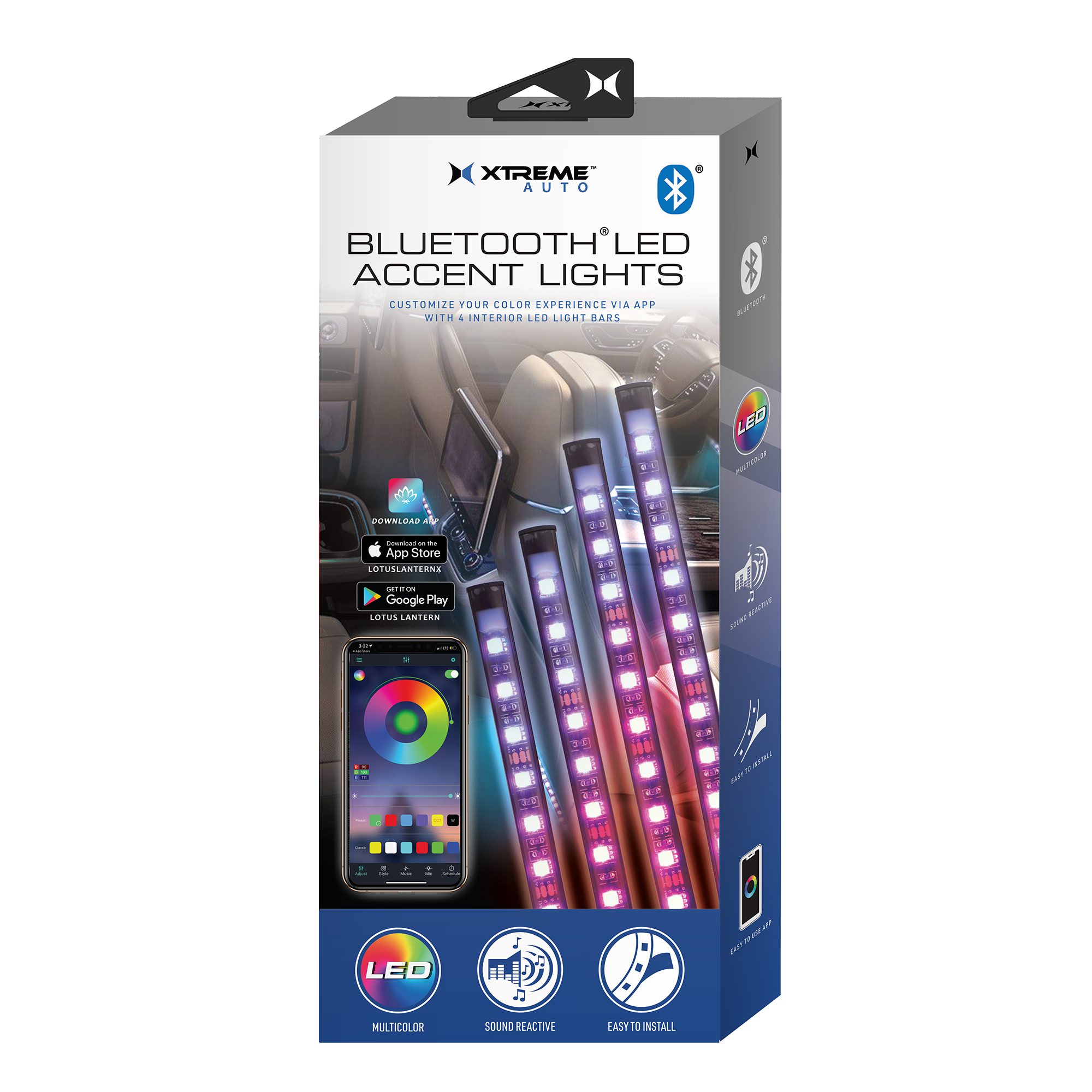 Auto Bluetooth LED Accent Light - 4 Light Strips