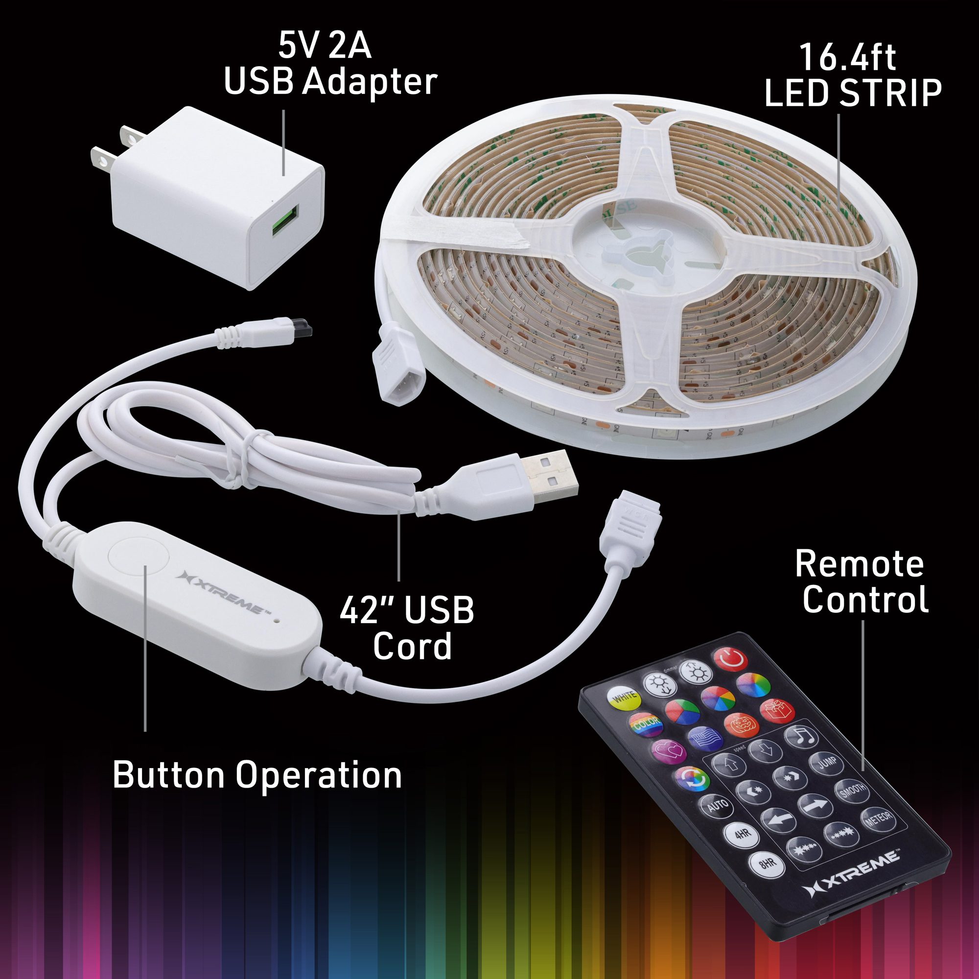Gabba Goods Multi Colored RGB LED Light Strip With Remote- 6 Foot, 10 Foot,  15 Foot, or 30 Foot - Green 10 Ft - 101 requests